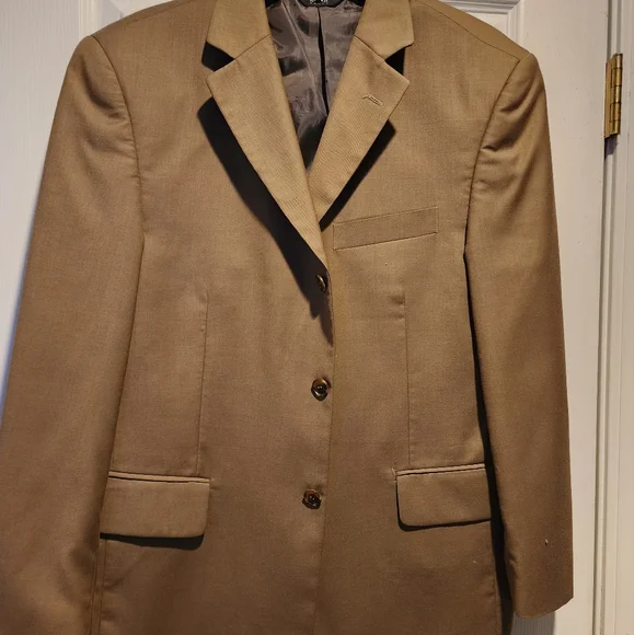 Angelo Rossi Tan Sport Coat Blazer Jacket 40S w/ matching dress pants 34 × 35